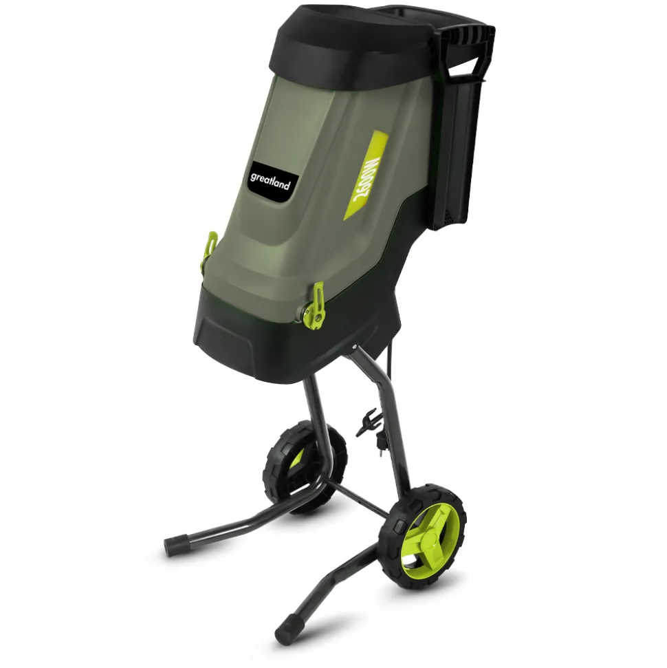 GREATLAND - Broyeur de végétaux électrique 2600w avec sac récupérateur de 45l