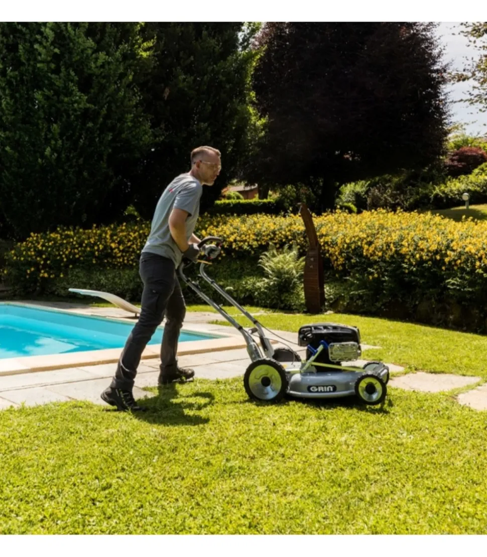 GRIN - Tondeuse thermique professionnelle 53cm - mulching haute performance, moteur briggs stratton 190cm3 - 2 vitesses avant - grin