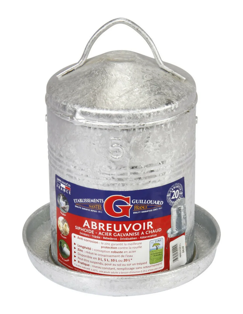 GUILLOUARD - Abreuvoir galvanisé à chaud 5 l