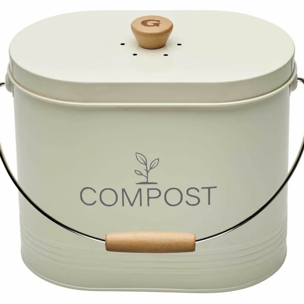 GUILLOUARD - Composteur de cuisine ovale en métal avec filtre 7 litres
