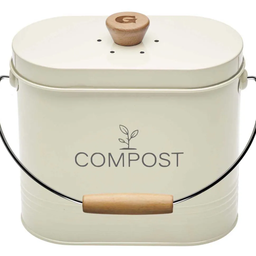 GUILLOUARD - Composteur de cuisine ovale en métal avec filtre 3 litres
