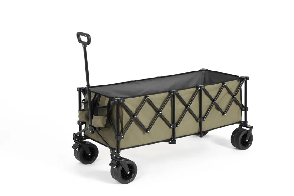 GUTENT - Chariot extensible pliable 100kg, roues tout-terrain, 300l, vert armée