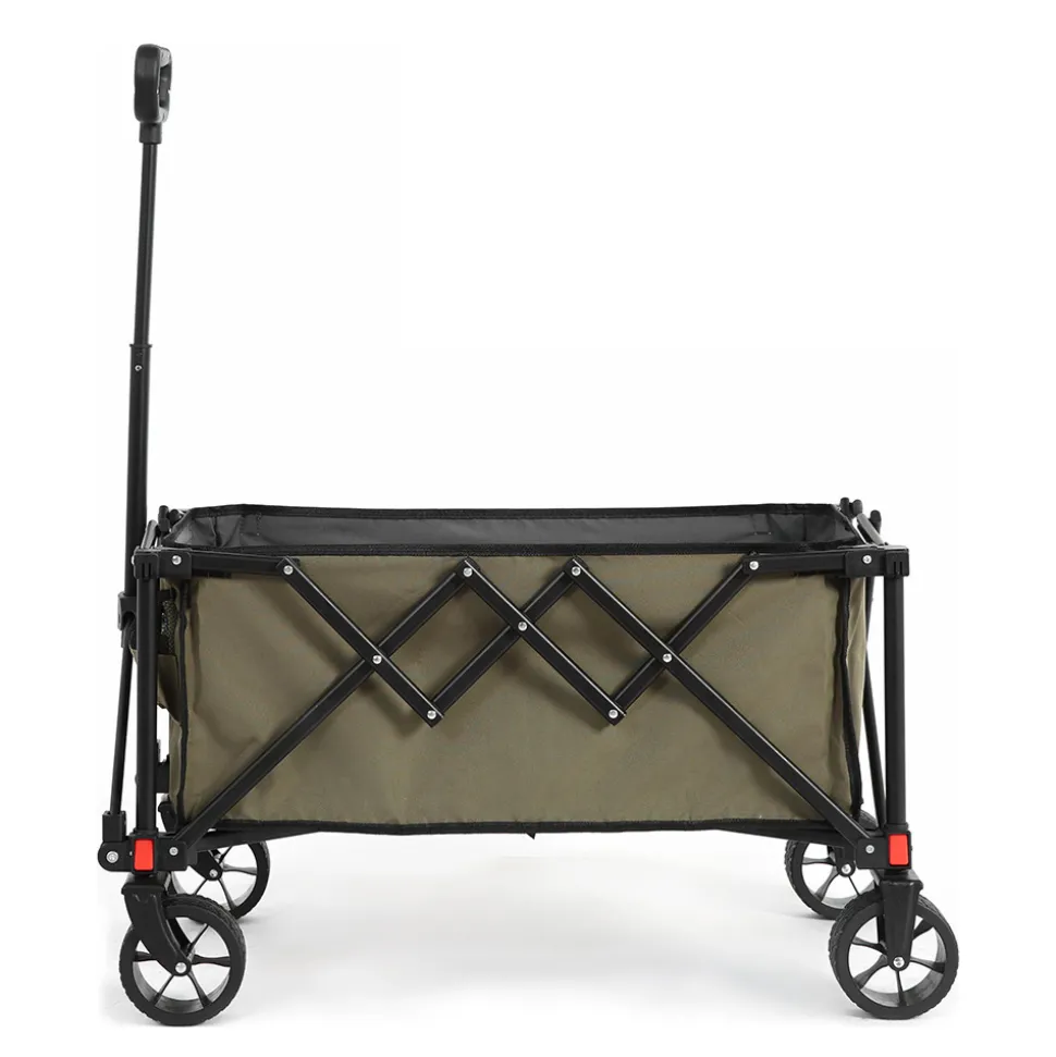 GUTENT - Chariot pliable jardin, roues tout-terrain, poignée réglable, vert armée