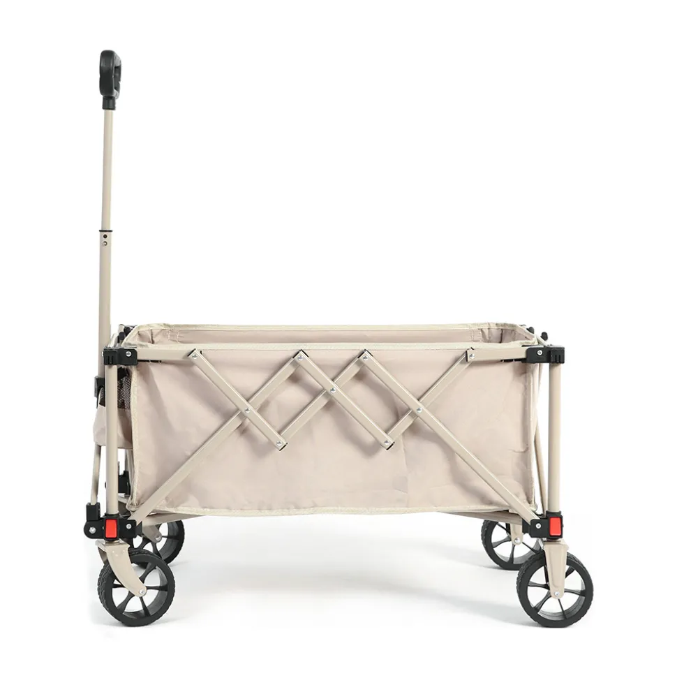 GUTENT - Chariot pliable jardin, roues tout-terrain, poignée réglable, beige