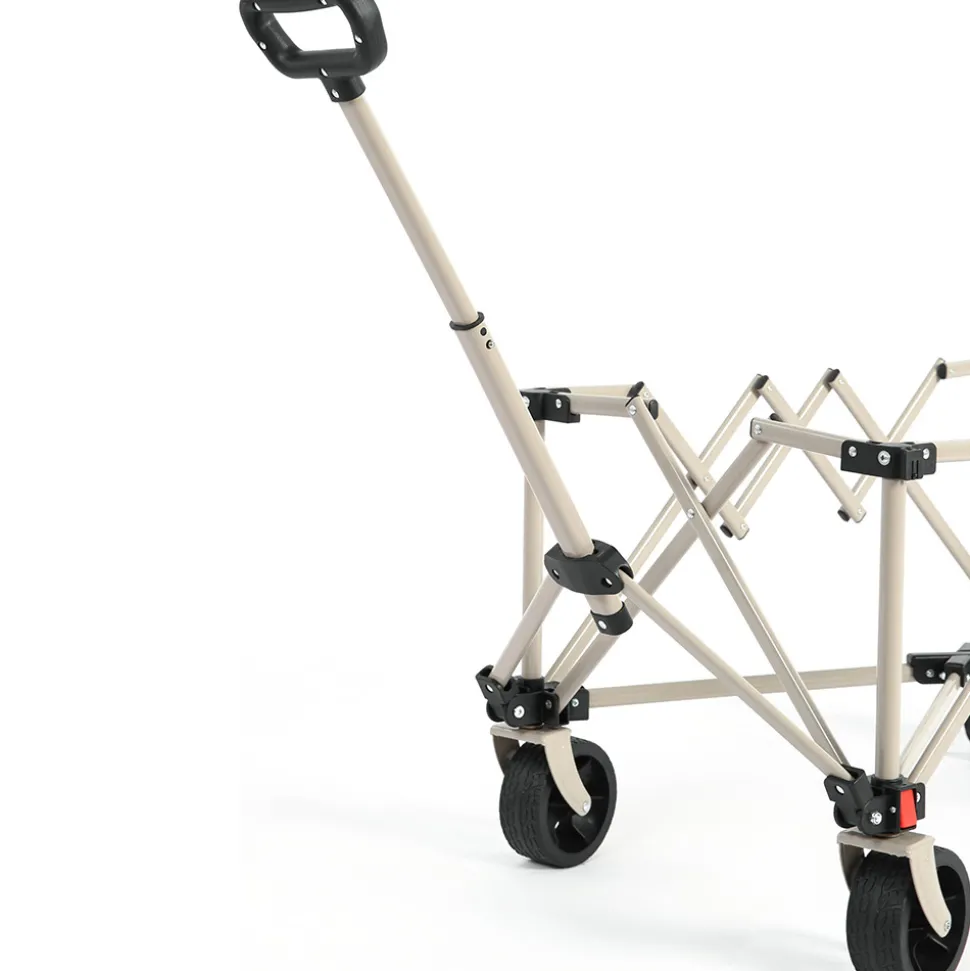 GUTENT - Chariot pliable jardin, roues tout-terrain, poignée réglable, beige