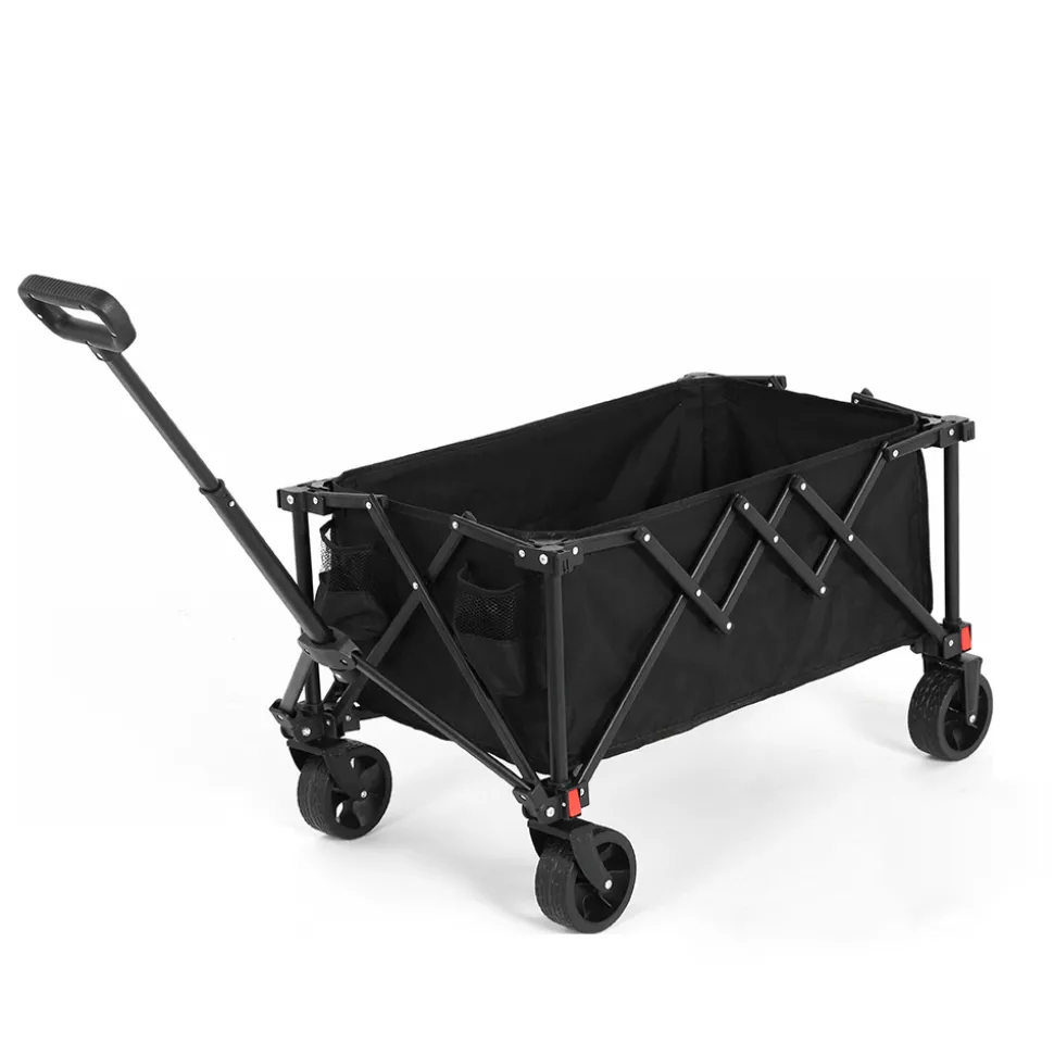 GUTENT - Chariots pliants, chariot pliant avec roues tout terrain, chariots de jardin robustes avec poignée réglable, noir