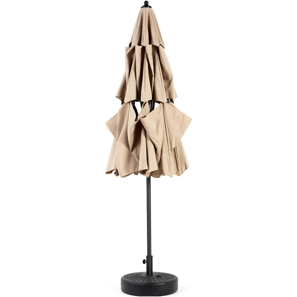 GUTENT - Parasol à manivelle,parasol extérieur double face rectangle grand,kaki