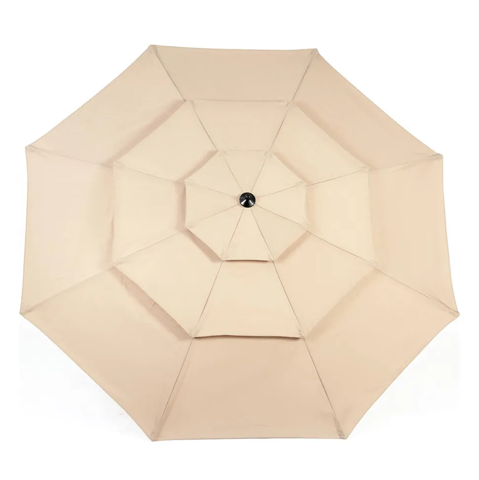 GUTENT - Parasol à manivelle,parasol extérieur double face rectangle grand,kaki