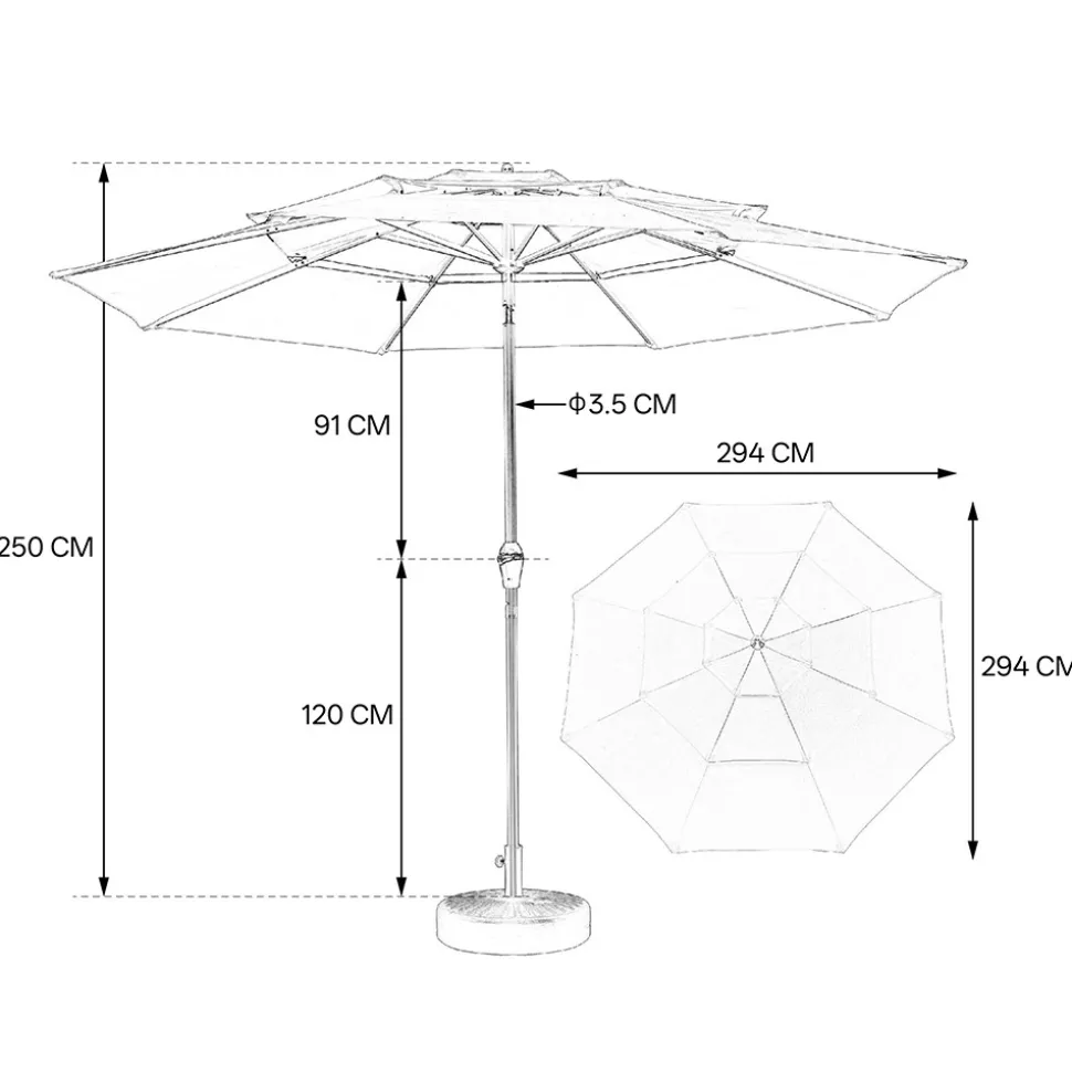 GUTENT - Parasol à manivelle,parasol extérieur double face rectangulaire grand,orange