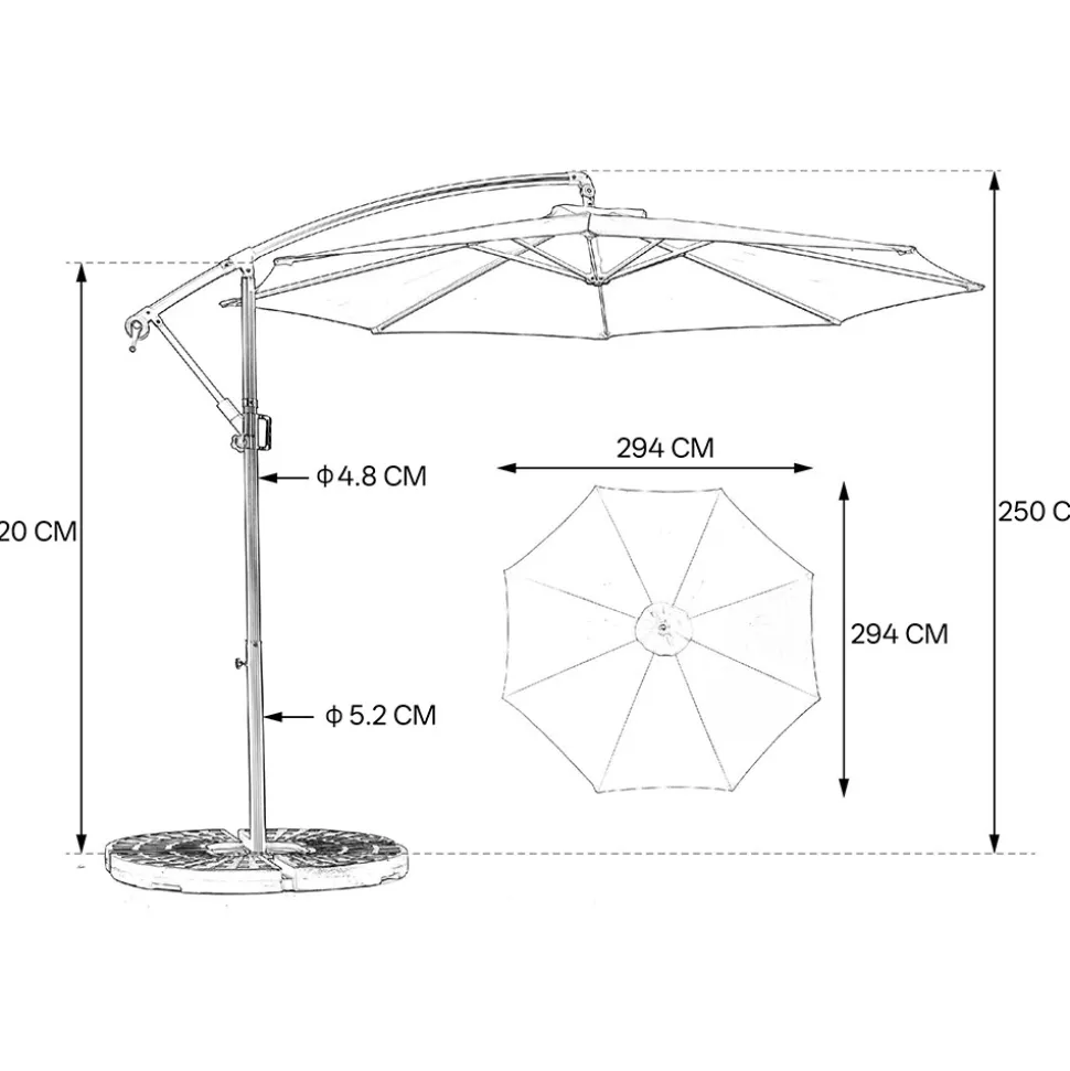 GUTENT - Parasol à manivelle,parasol extérieur double face rectangulaire grand,orange
