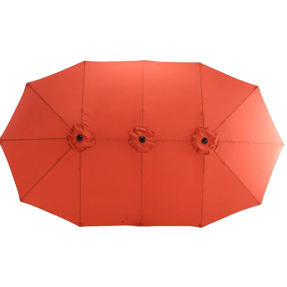 GUTENT - Parasol double face rectangulaire grand avec manivelle,orange