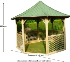 Habrita pavillon octogonal 8.78m² bois naturel - kic35