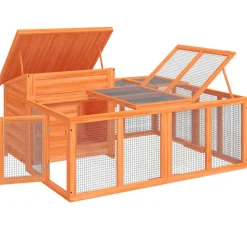 HELLOSHOP26 - Clapier 144 x 123 x 67,5 cm bois de pin massif marron