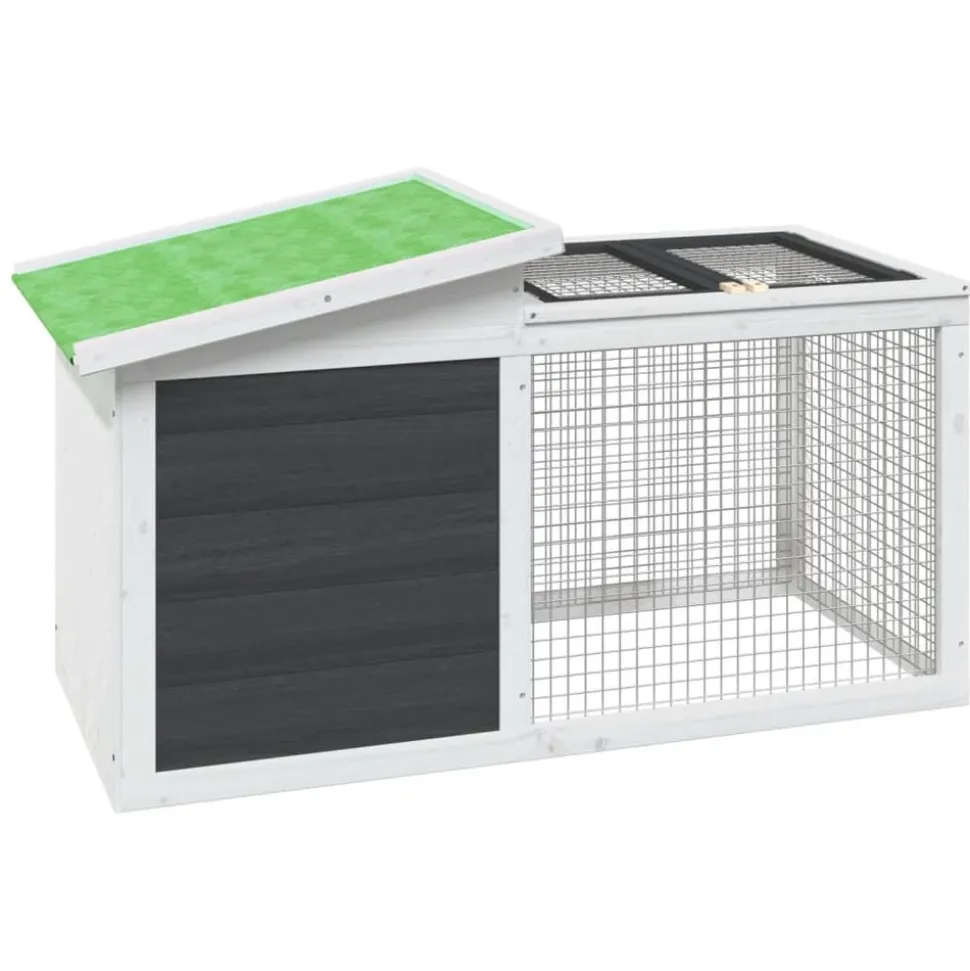 HELLOSHOP26 - Clapier 100,5 x 54 x 55 cm bois de pin massif gris