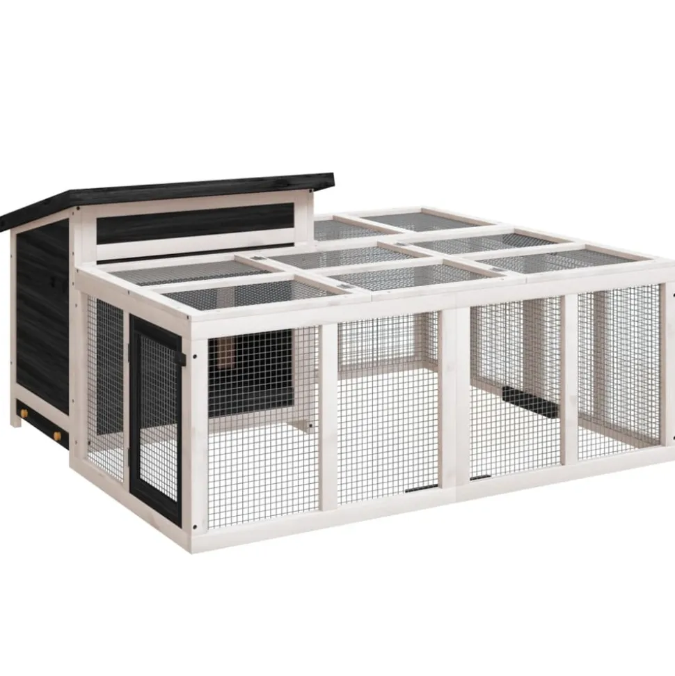 HELLOSHOP26 - Clapier 144 x 123 x 67,5 cm bois de pin massif gris