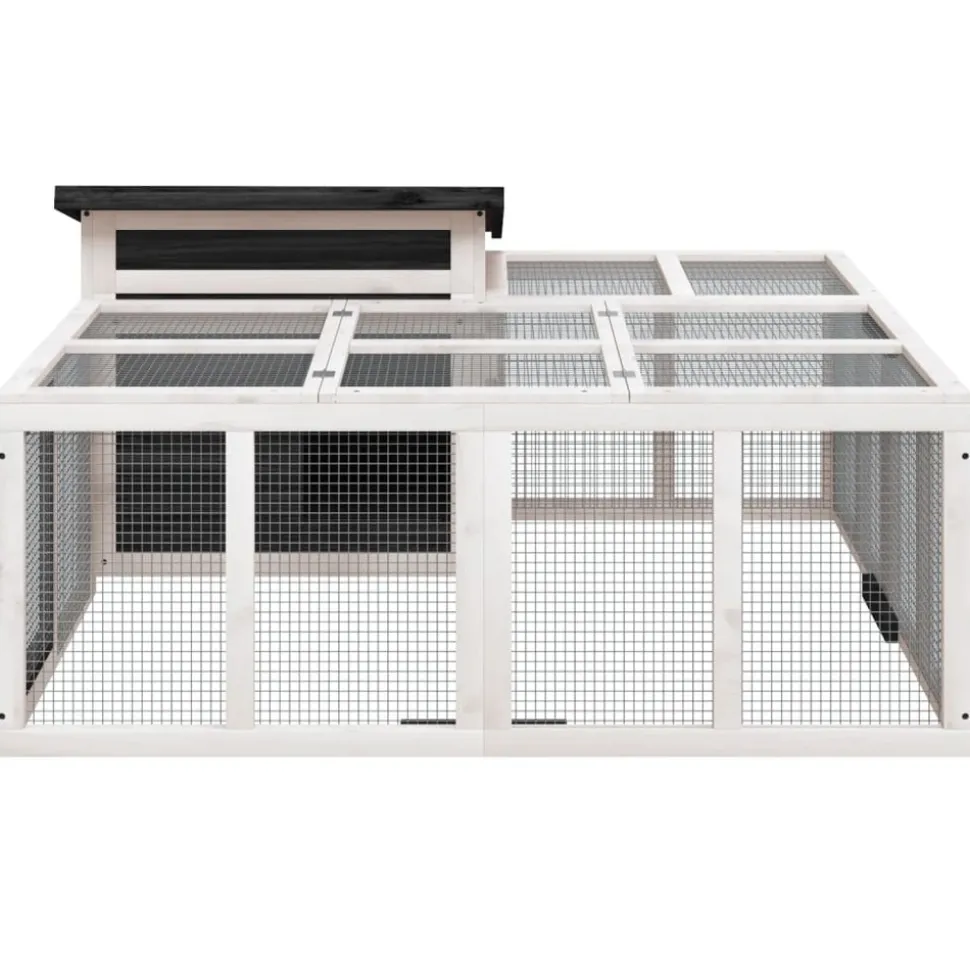 HELLOSHOP26 - Clapier 144 x 123 x 67,5 cm bois de pin massif gris