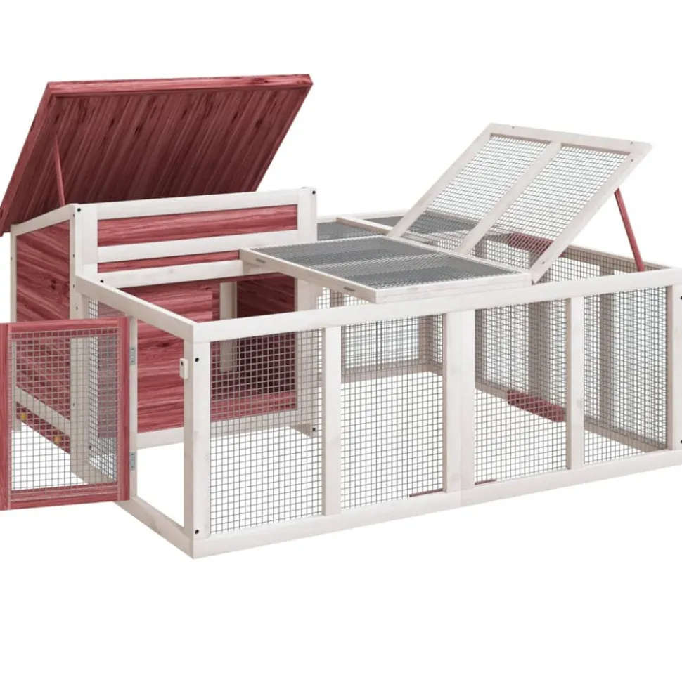 HELLOSHOP26 - Clapier moka 144 x 123 x 67,5 cm bois de pin massif marron