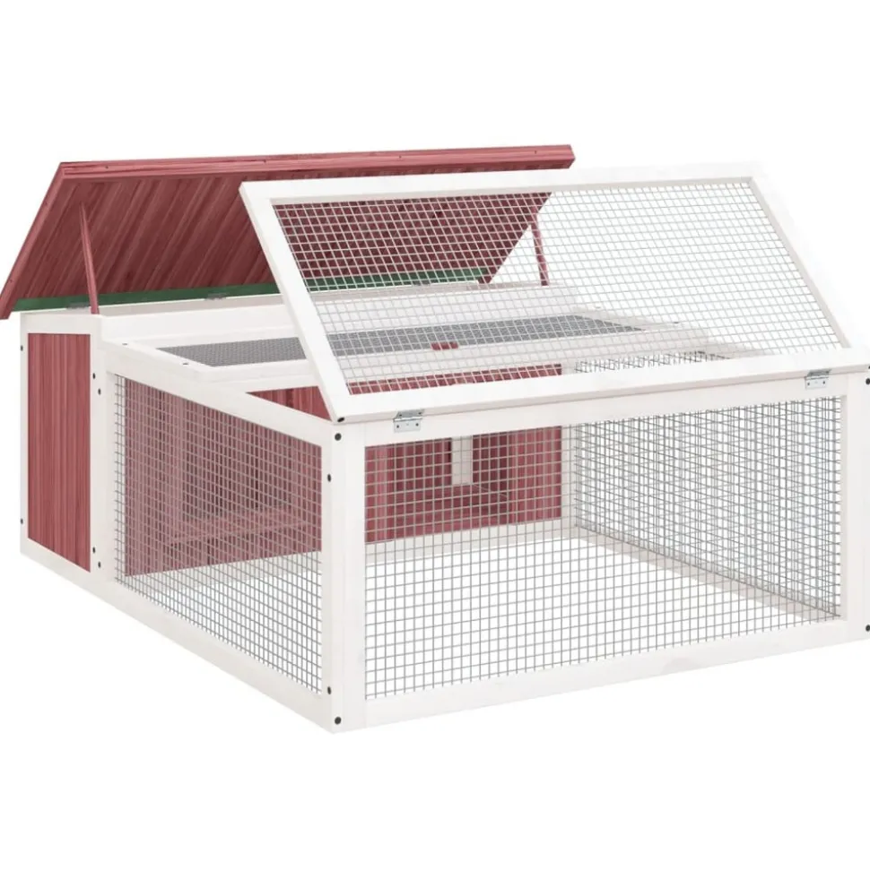 HELLOSHOP26 - Clapier moka 117,5 x 97 x 47,5 cm bois de pin massif marron