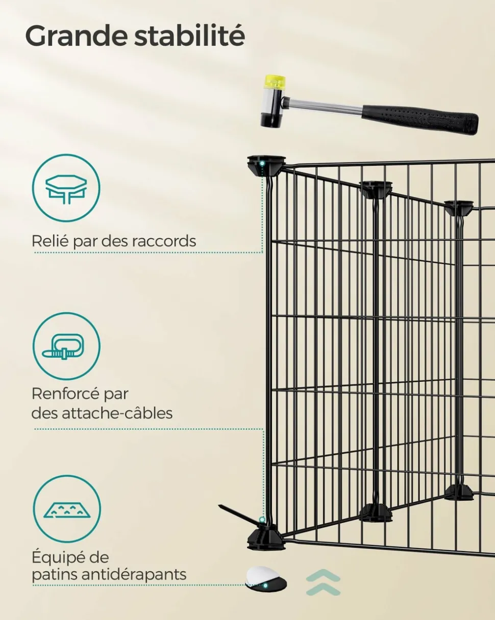 HELLOSHOP26 - Enclos modulable pour petits animaux cage intérieur maillet en caoutchouc offert cochon d'inde lapin assemblage facile 143 x