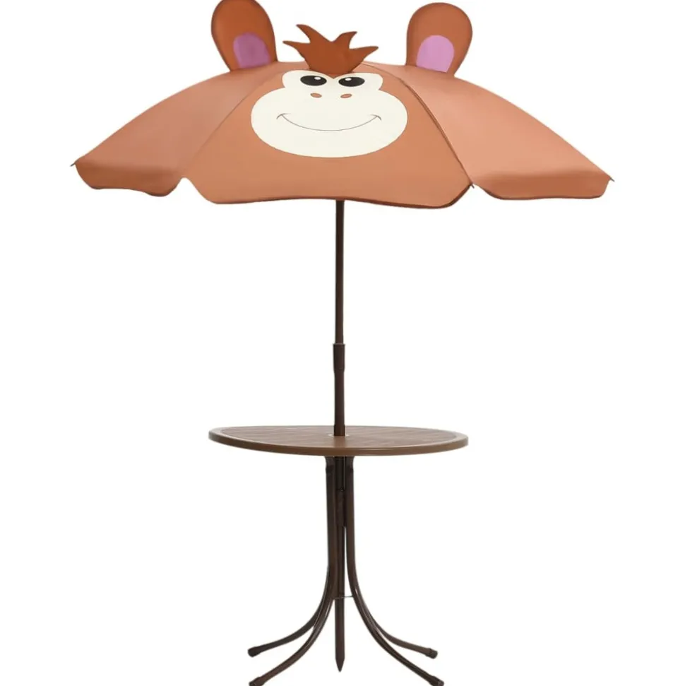 HELLOSHOP26 - Jeu de bistro avec parasol pour enfants 3 pièces marron