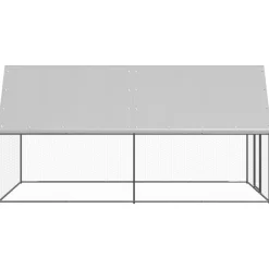 HELLOSHOP26 - Poulailler enclos cage poules d'extérieur 2 x 4 x 2 m acier galvanisé argent
