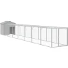 HELLOSHOP26 - Poulailler enclos cage poules avec cour clair 117 x 813 x 123 cm acier galvanisé gris