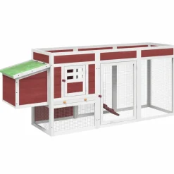 HELLOSHOP26 - Poulailler enclos cage poules moka 204 x 50 x 84 cm bois massif de pin marron