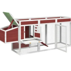 HELLOSHOP26 - Poulailler enclos cage poules moka 204 x 50 x 84 cm bois massif de pin marron