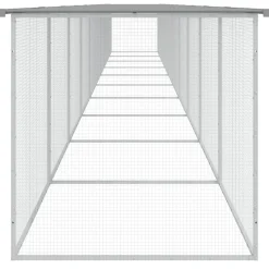 HELLOSHOP26 - Poulailler enclos cage poules avec toit clair 1003 x 98 x 90 cm acier galvanisé gris
