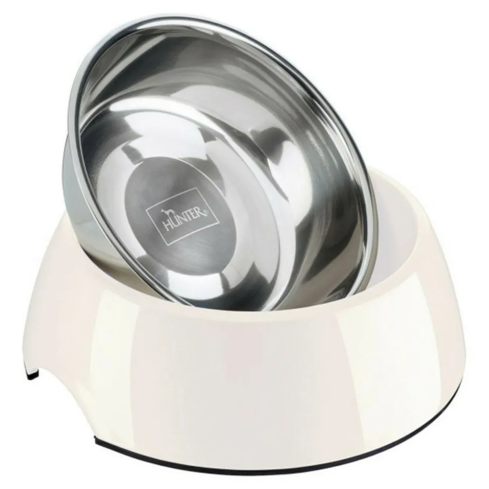 HUNTER - Mangeoire pour chiens mélamine acier inoxydable blanc 350 ml (NULL,5 x 18,5 x 9,5 cm)