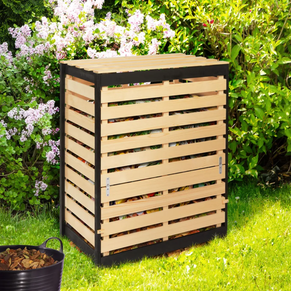 IDMARKET - Bac de compostage en bois 360l