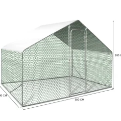 IDMARKET - Enclos poulailler 6 m² parc grillagé 3x2 m acier galvanisé