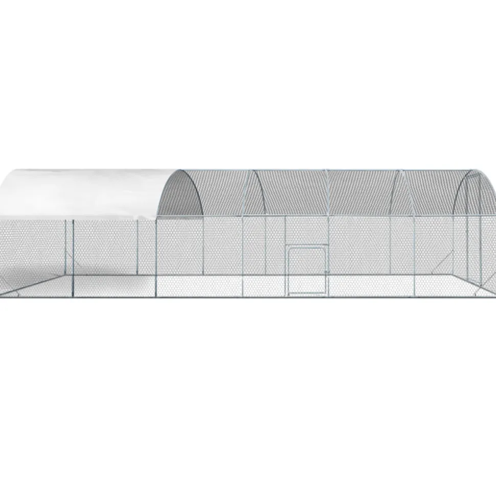 IDMARKET - Enclos poulailler dôme 22,5 m² parc grillagé 3x7,5 m avec porte latérale