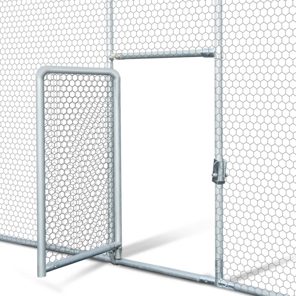 IDMARKET - Enclos poulailler dôme 22,5 m² parc grillagé 3x7,5 m avec porte latérale