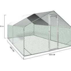 IDMARKET - Enclos poulailler 12 m² parc grillagé 4x3 m acier galvanisé