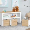 IDMARKET - Meuble de rangement enfant mana en bois blanc et hêtre 3 tiroirs cubes sur roulettes