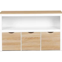 IDMARKET - Meuble de rangement enfant mana en bois blanc et hêtre 3 tiroirs cubes sur roulettes
