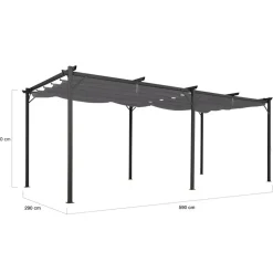 IDMARKET - Pergola toit rétractable 6 pieds 3x6 m tonnelle gris anthracite