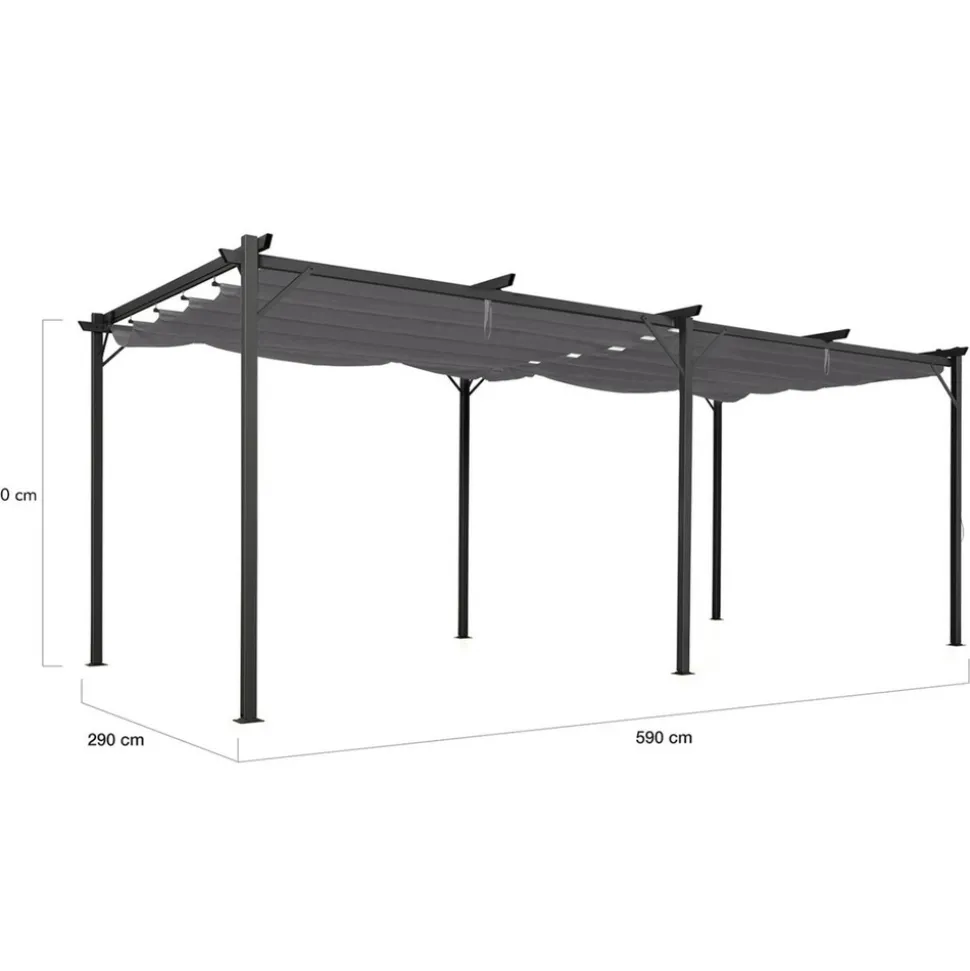 IDMARKET - Pergola toit rétractable 6 pieds 3x6 m tonnelle gris anthracite