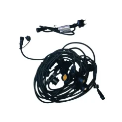 ILLUPRO - Guirlande guinguette extérieur 50m 100 ampoules led blanc chaud e27 1w câble noir extensible