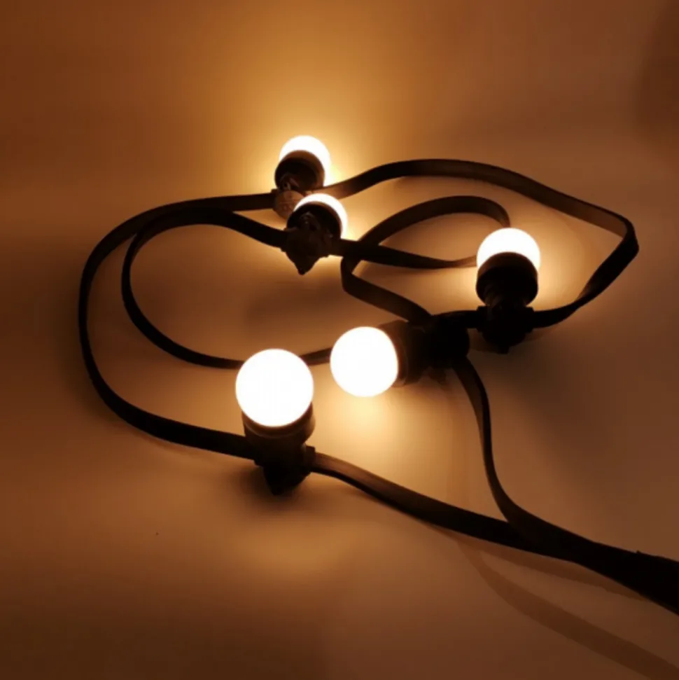 ILLUPRO - Guirlande guinguette 10m 10 ampoules led e27 blanc chaud extérieur ip65