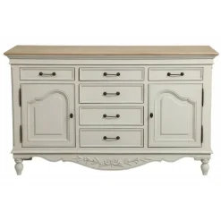 INTERIOR'S - Buffet bas 2 portes 6 tiroirs mdf blanc - romance interior's