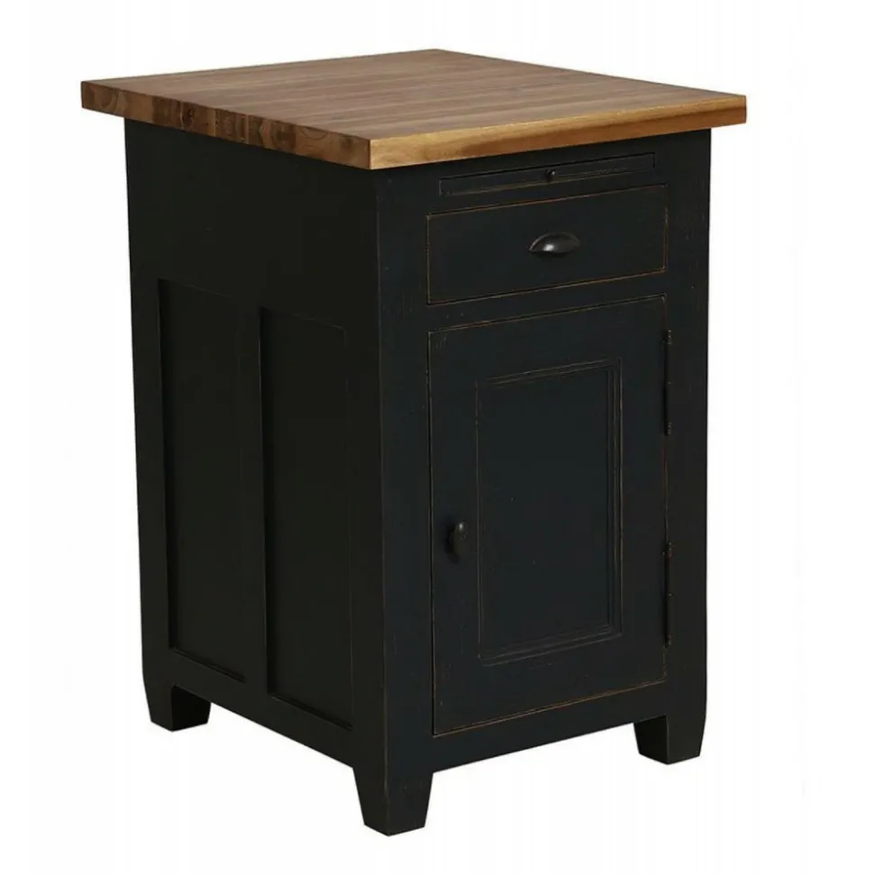 INTERIOR'S - Buffet bas 1 porte 1 tiroir bois noir - brocante interior's