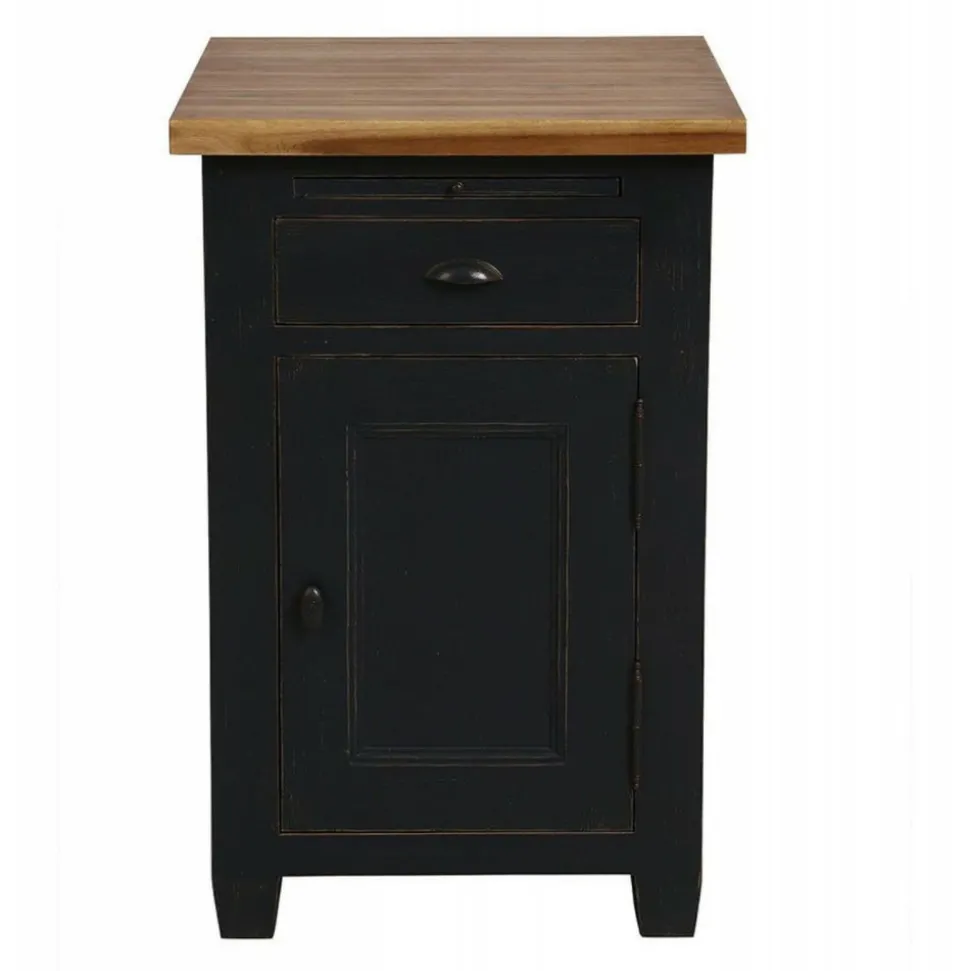 INTERIOR'S - Buffet bas 1 porte 1 tiroir bois noir - brocante interior's