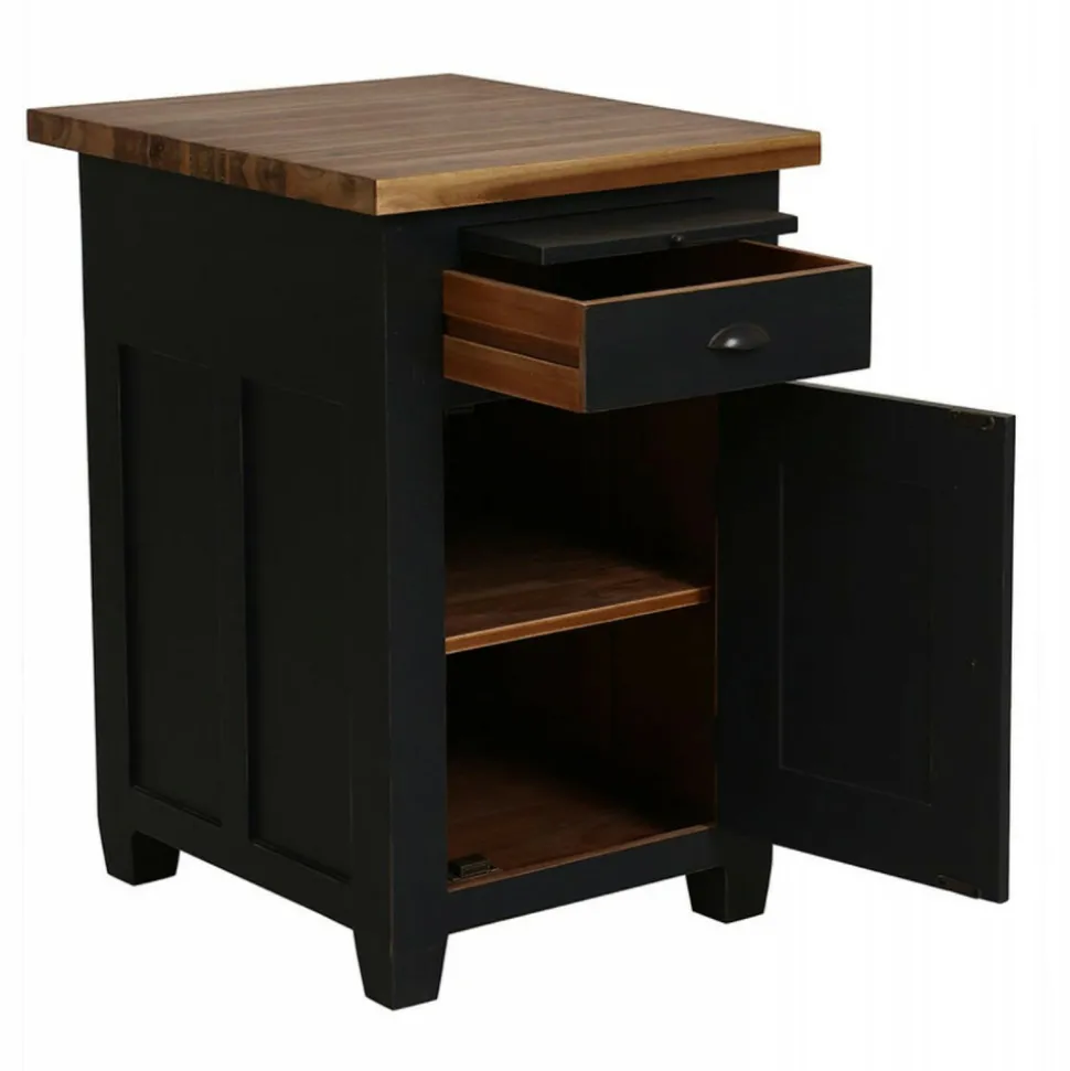 INTERIOR'S - Buffet bas 1 porte 1 tiroir bois noir - brocante interior's