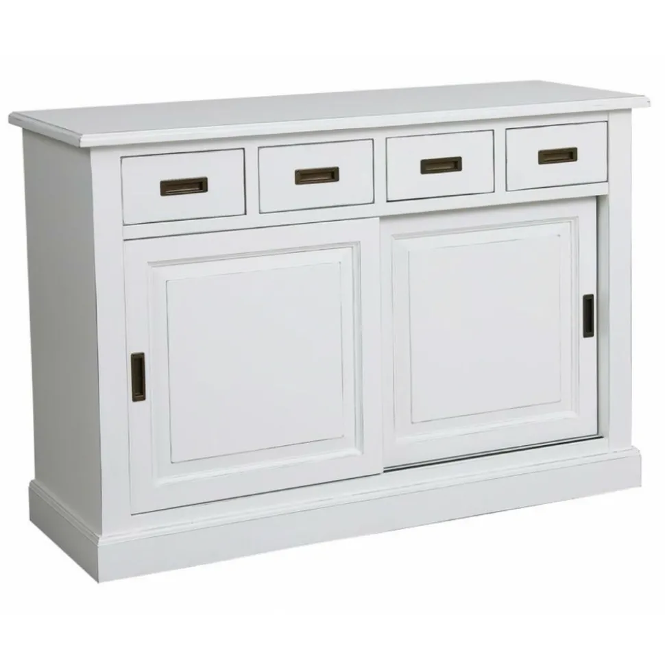INTERIOR'S - Buffet bas 2 portes 4 tiroirs supérieurs mdf blanc - rhode island interior's