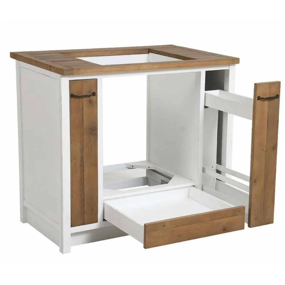 INTERIOR'S - Meuble pour four et plaque bois blanc - rivages interior's