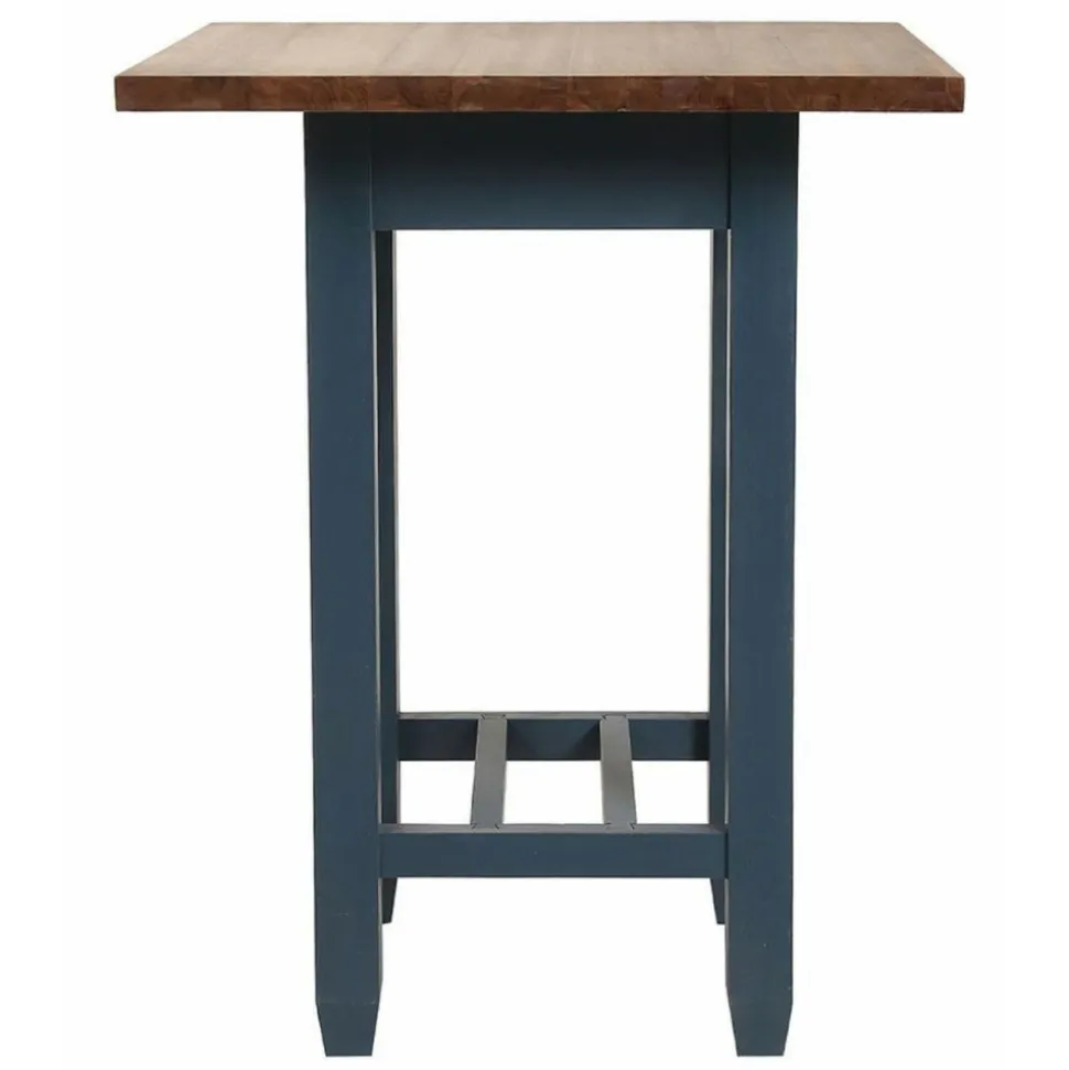 INTERIOR'S - Table repas haute carrée bois bleu - brocante interior's