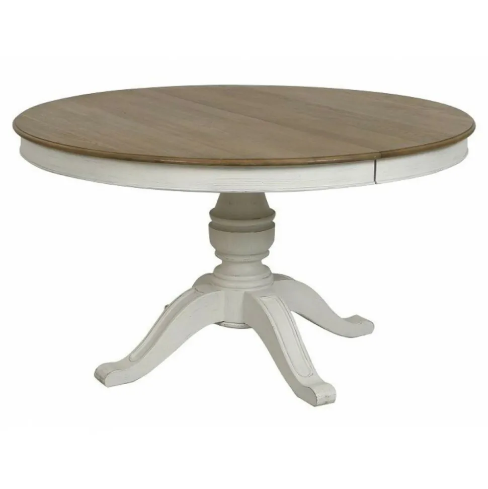 INTERIOR'S - Table ronde extensible pour 6 à 10 pers bois blanc - manoir interior's
