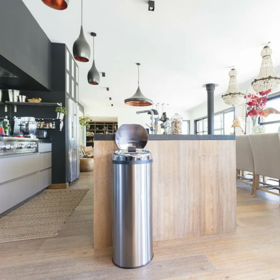 KITCHEN MOVE - Poubelle automatique artic argent acier inoxydable 50 l
